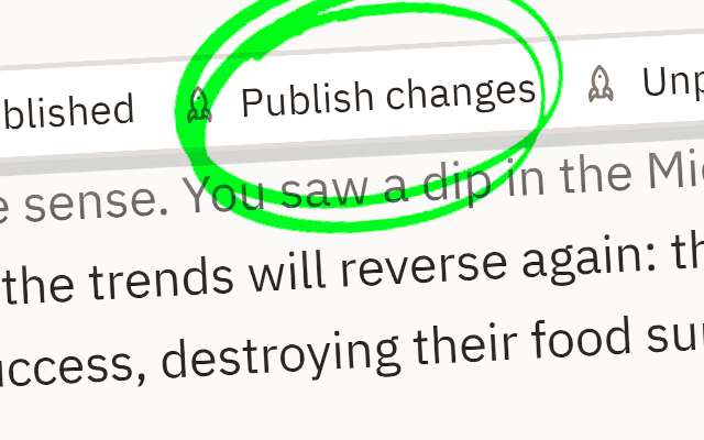 Screenshot of button 'Publish changes'
