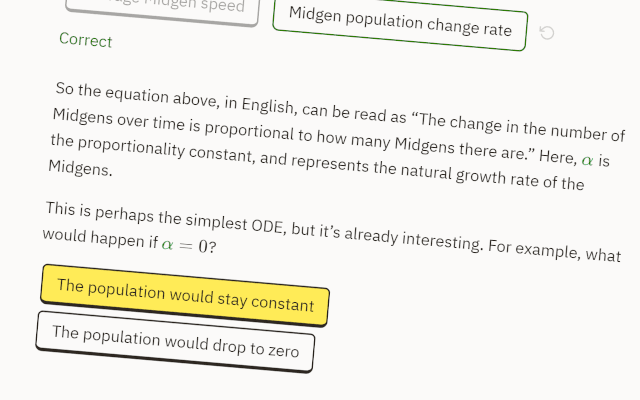 Screenshot of buttons between paragraphs