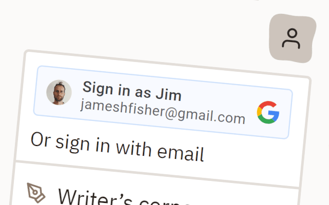 Screenshot of a button, "Sign In As Jim"